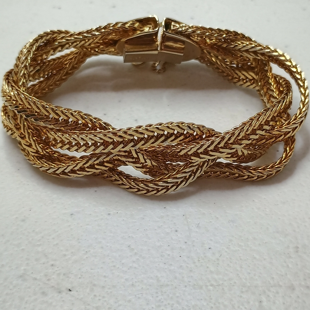 Vintage Bergere Elegant Gold Tone Braided Bracelet